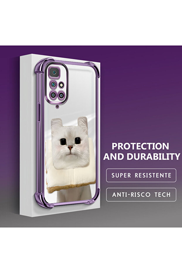 حافظة حماية من السيليكون الشفاف المتوافقة مع هاتف Redmi 10 بنمط القطط - 3