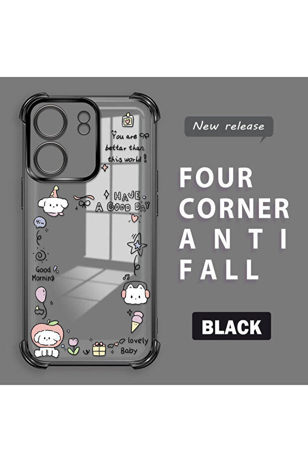 Redmi 13C Compatible Transparent Silicone Flutter Protective Case Creative Pattern - 1