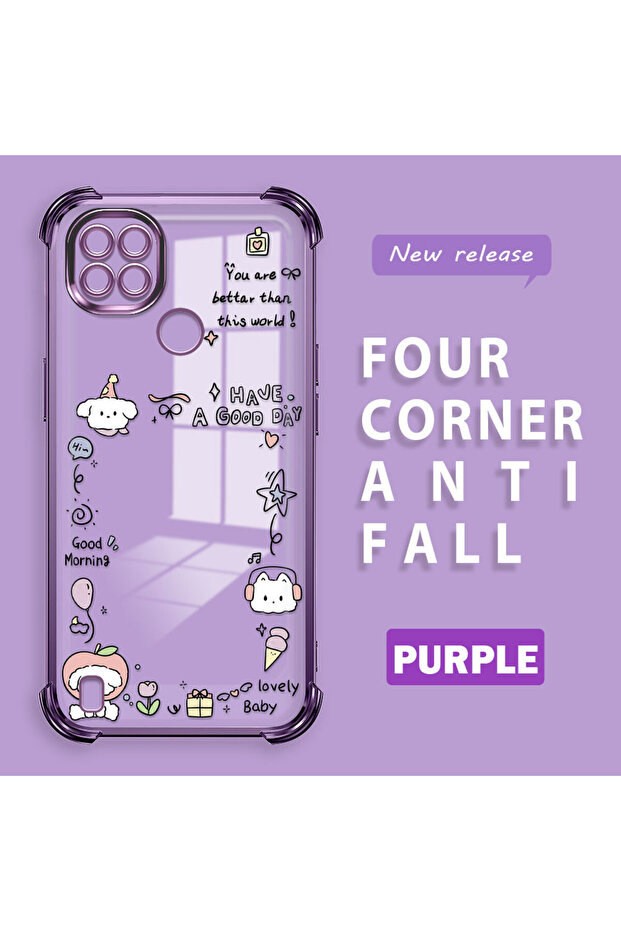 Realme C21 Compatible Transparent Silicone Flutter Protective Case Creative Pattern - 1