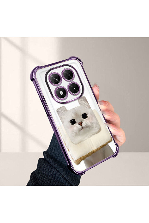 Redmi Note 14 Pro 4g Compatible Transparent Silicone Flutter Protective Case with Cat Pattern - 4