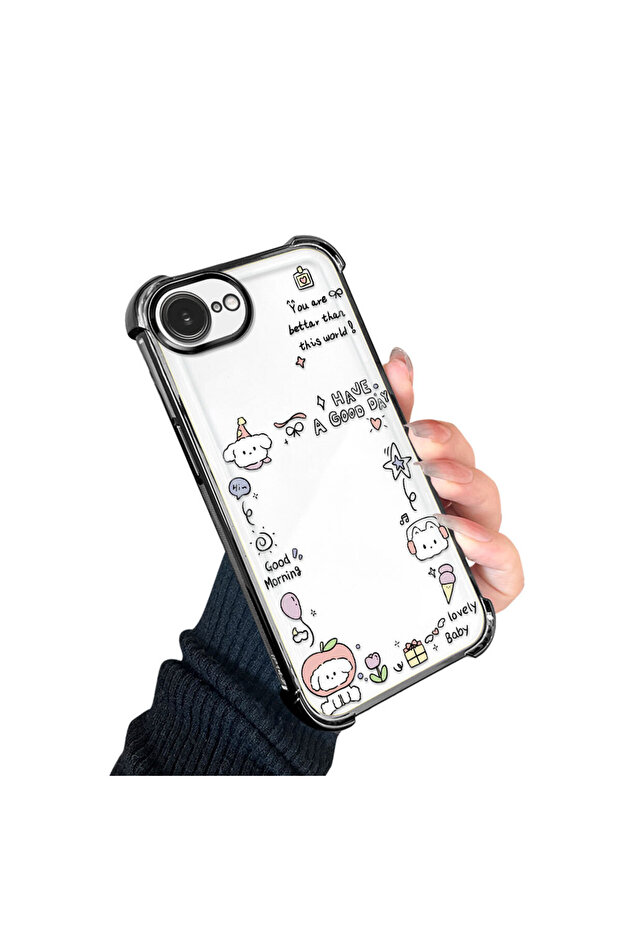 iPhone 16E Compatible Transparent Silicone Flutter Protective Case Creative Pattern - 2