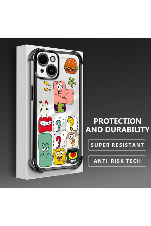 حافظة حماية من السيليكون الشفاف المتوافقة مع هاتف iPhone 14، سبونج بوب - 3