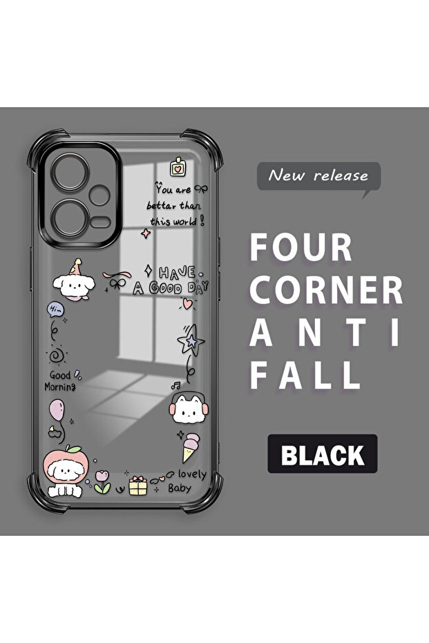 Poco X5 Compatible Transparent Silicone Flutter Protective Case Creative Pattern - 1