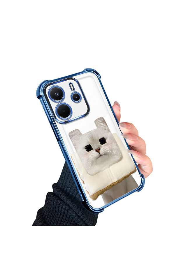 Redmi Note 14 Compatible Transparent Silicone Flutter Protective Case with Cat Pattern - 3