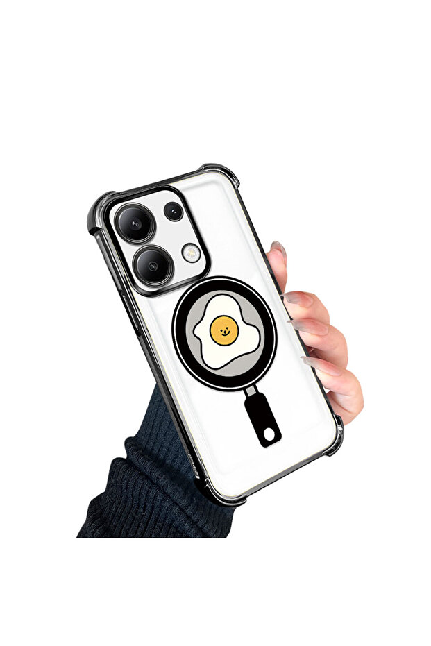 Redmi Note 13 Compatible Transparent Silicone Flutter Protective Case with Pan Pattern - 3