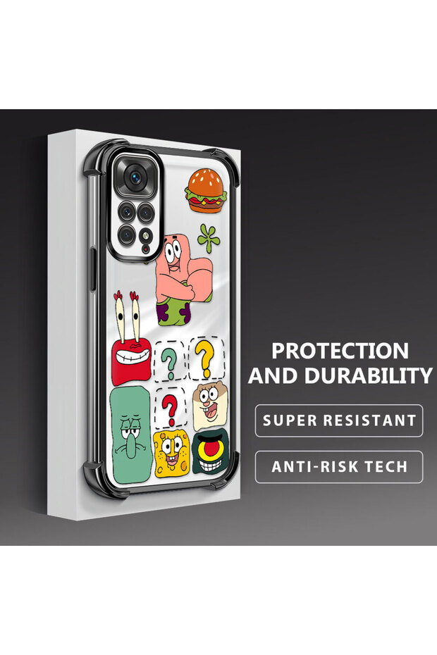 حافظة حماية من السيليكون الشفاف المتوافقة مع هاتف Redmi Note 11، سبونج بوب - 4