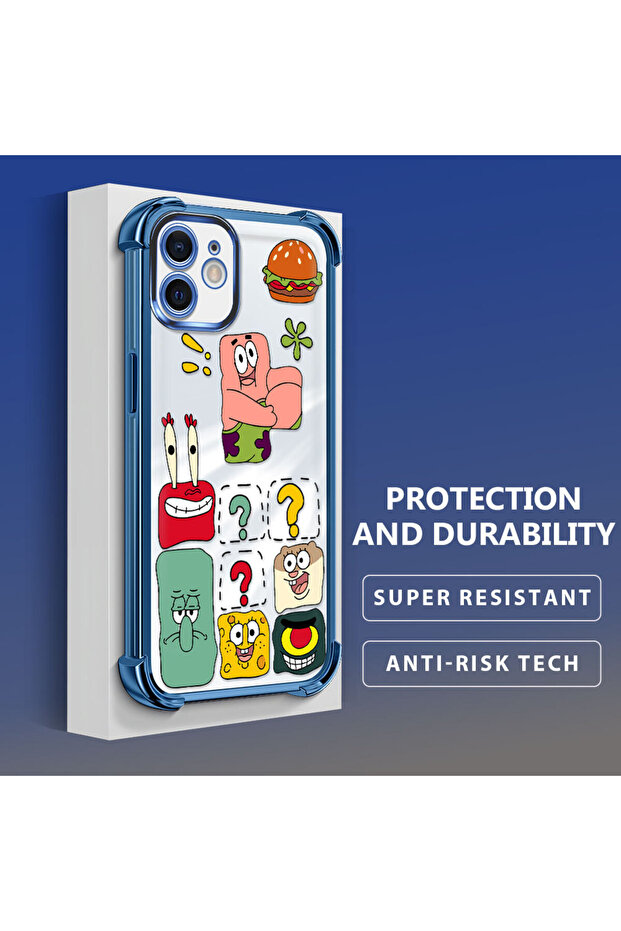 iPhone 12 Compatible Transparent Silicone Flutter Protective Case Spongebob - 3