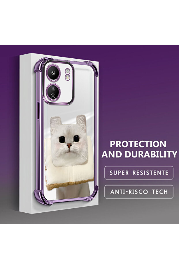 حافظة حماية من السيليكون الشفاف المتوافقة مع Poco C65 بنمط القطط - 3