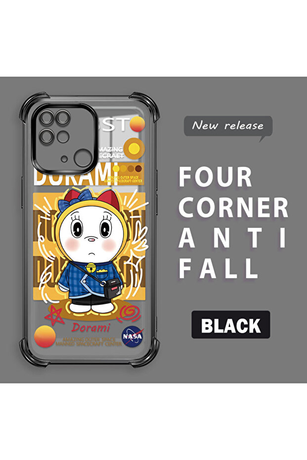 حافظة حماية من السيليكون الشفاف المتوافقة مع هاتف Redmi 10C من Doraemon - 1