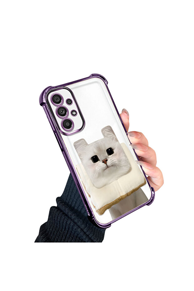 حافظة حماية من السيليكون الشفاف المتوافقة مع هاتف سامسونج جالاكسي A73 بنمط القطط - 2