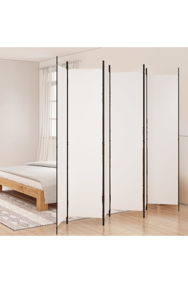 6-Panel Room Divider White 300x220 cm Fabric