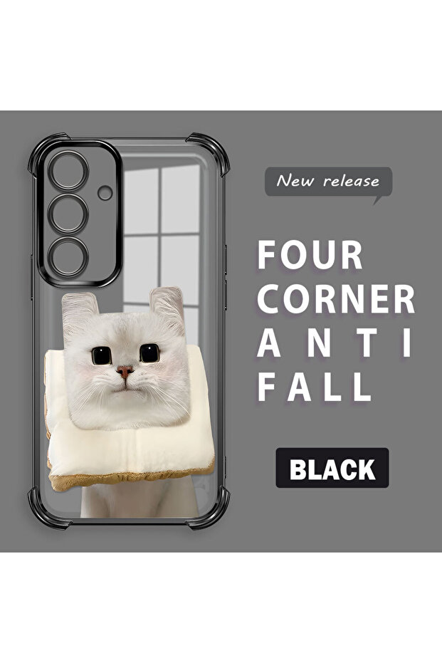 Samsung Galaxy S24 Compatible Transparent Silicone Flutter Protective Case with Cat Pattern - 1