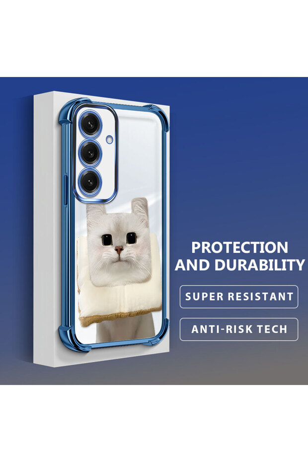 حافظة حماية من السيليكون الشفاف المتوافقة مع هاتف سامسونج جالاكسي S25 بنمط القطط - 3
