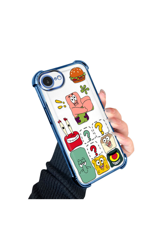 غطاء حماية شفاف متوافق مع آيفون 16e من السيليكون بتصميم سبونج بوب - 2