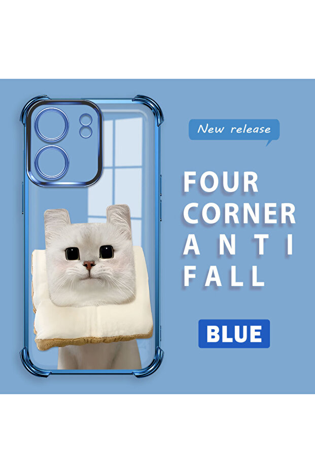 حافظة حماية من السيليكون الشفاف المتوافقة مع هاتف Redmi 13C بنمط القطط - 1