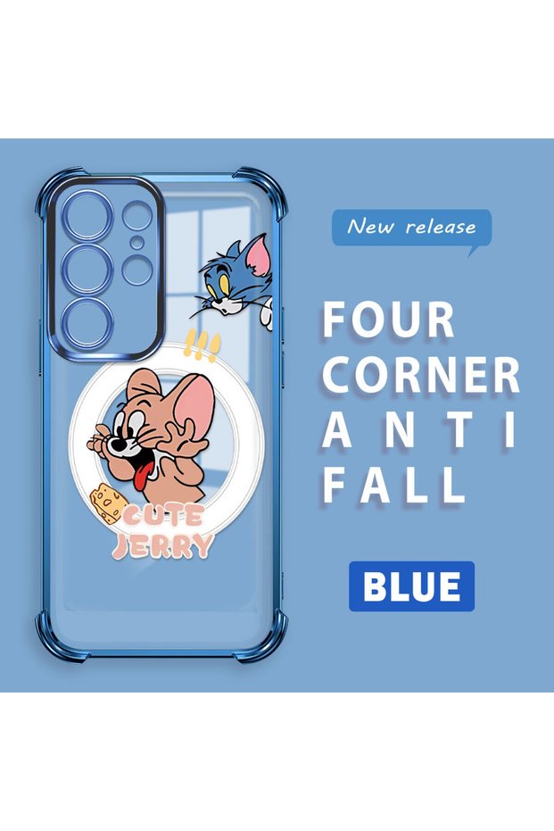 Samsung Galaxy S23 Ultra Compatible Transparent Silicone Flutter Protective Case Tom and Jerry