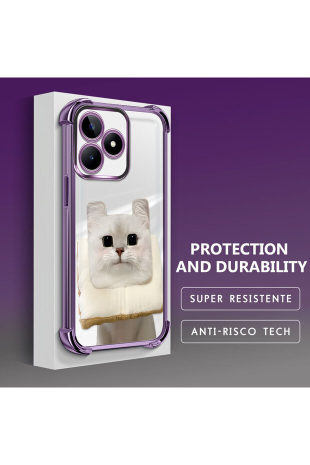 حافظة حماية من السيليكون الشفاف المتوافقة مع هاتف Realme Note 50 بنمط القطط - 3