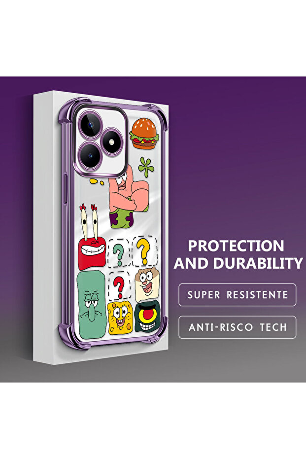 Realme Note 50 Compatible Transparent Silicone Flutter Protective Case Spongebob - 3