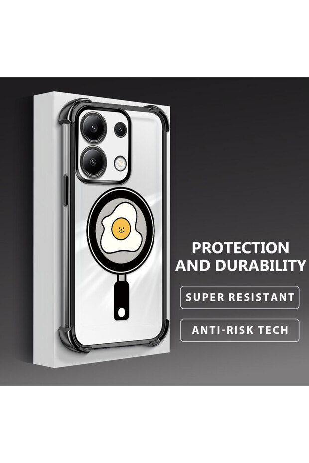 Redmi Note 13 Compatible Transparent Silicone Flutter Protective Case with Pan Pattern - 4