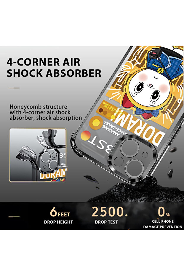 غطاء حماية شفاف من السيليكون متوافق مع آيفون 16 برو بتصميم دورايمون - 6