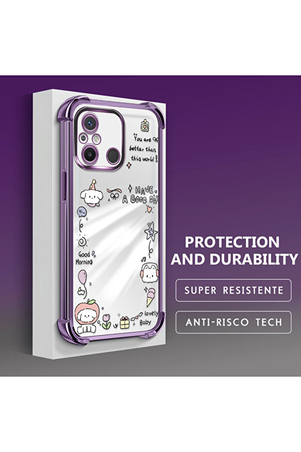 Redmi 12C Compatible Transparent Silicone Flutter Protective Case Creative Pattern - 3