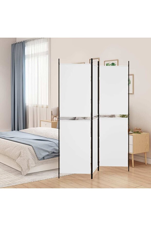 3-Panel Room Divider White 150x180 cm Fabric