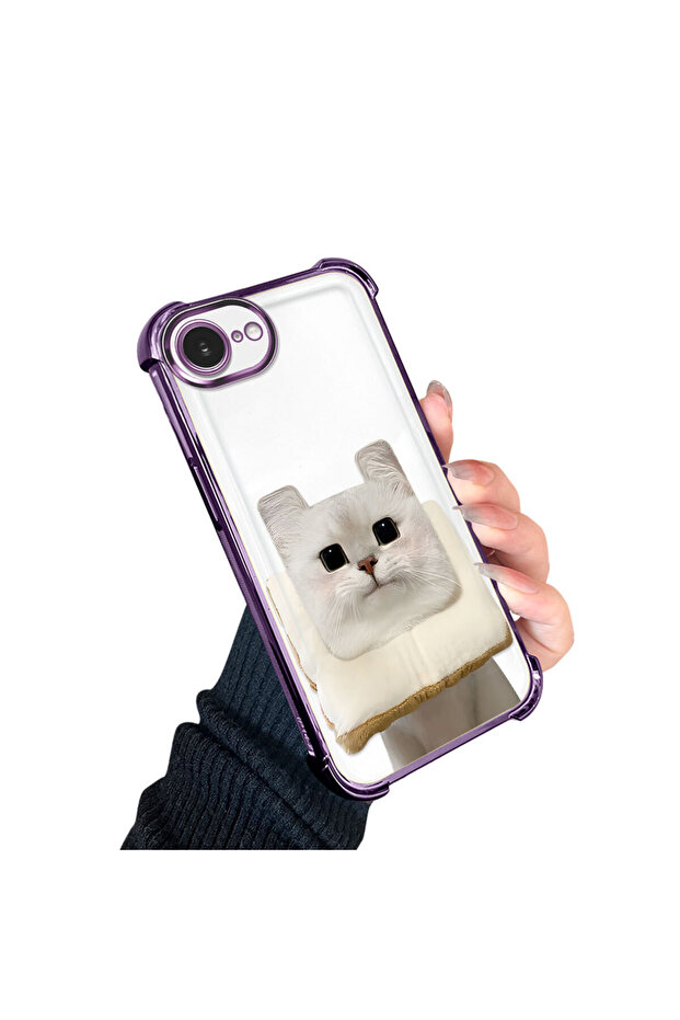 iPhone 16E Compatible Transparent Silicone Flutter Protective Case with Cat Pattern - 2