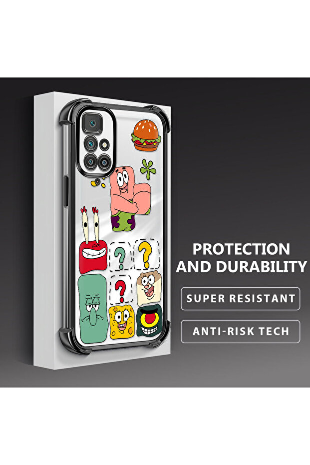 حافظة حماية من السيليكون الشفاف المتوافقة مع هاتف Redmi 10، سبونج بوب - 3