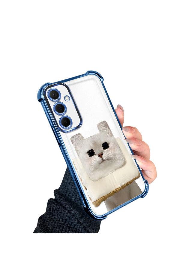 حافظة حماية من السيليكون الشفاف المتوافقة مع هاتف سامسونج جالاكسي A55 بنمط القطط - 2