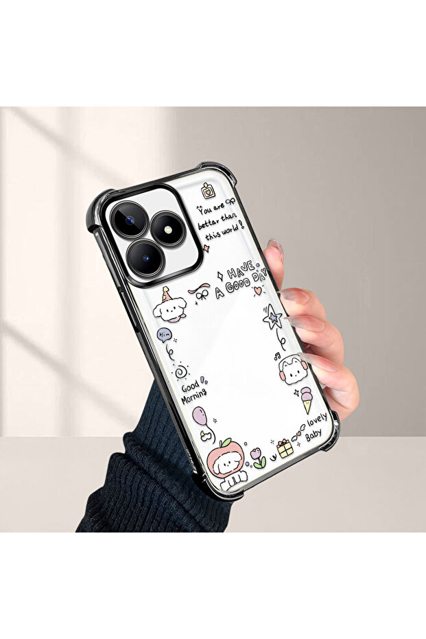 حافظة حماية من السيليكون الشفاف المتوافقة مع Realme C51، نمط إبداعي - 4