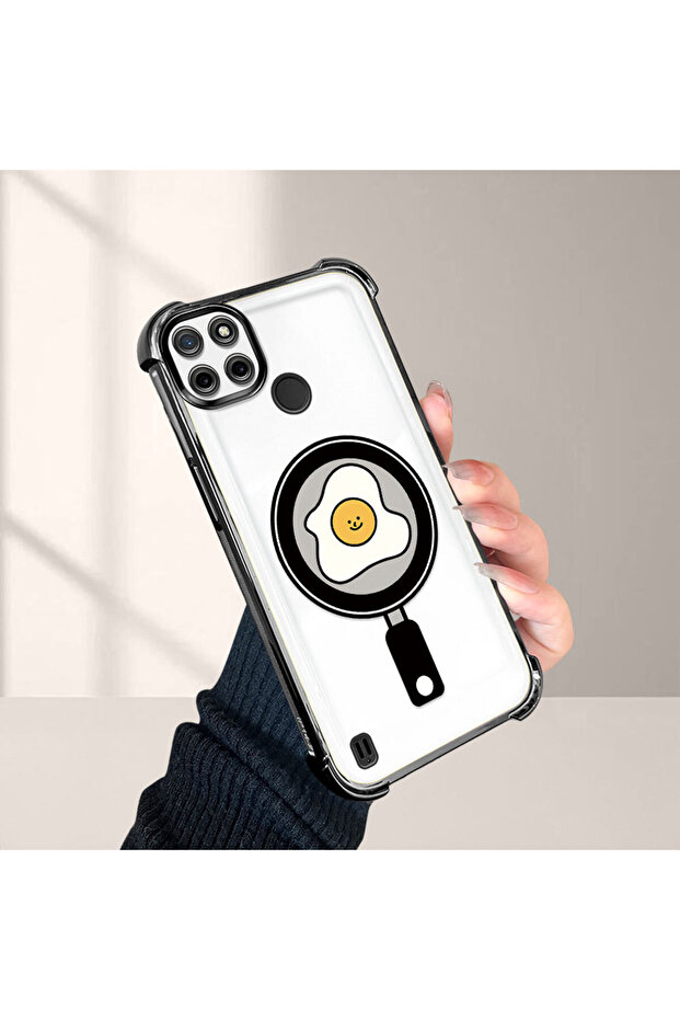 حافظة حماية من السيليكون الشفاف المتوافقة مع هاتف Realme C25Y/C21Y بنمط مربعات - 4