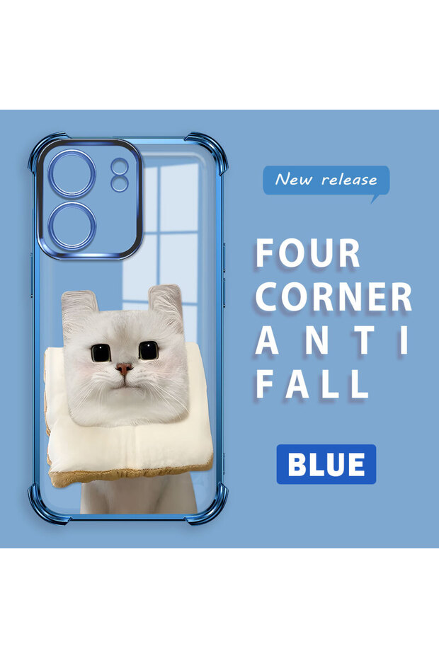 Poco C65 Compatible Transparent Silicone Flutter Protective Case with Cat Pattern - 1