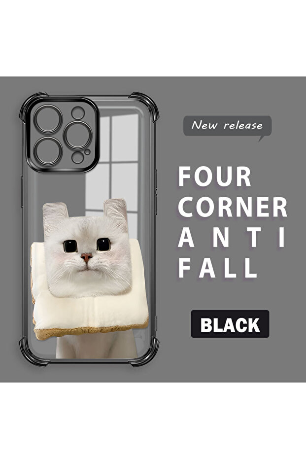 حافظة حماية من السيليكون الشفاف المتوافقة مع هاتف iPhone 15 Pro Max بنمط القطط - 1