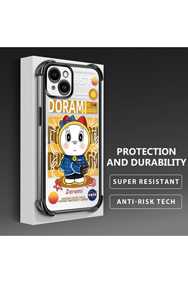 iPhone 14 Plus Compatible Transparent Silicone Flutter Protective Case Doraemon - 3