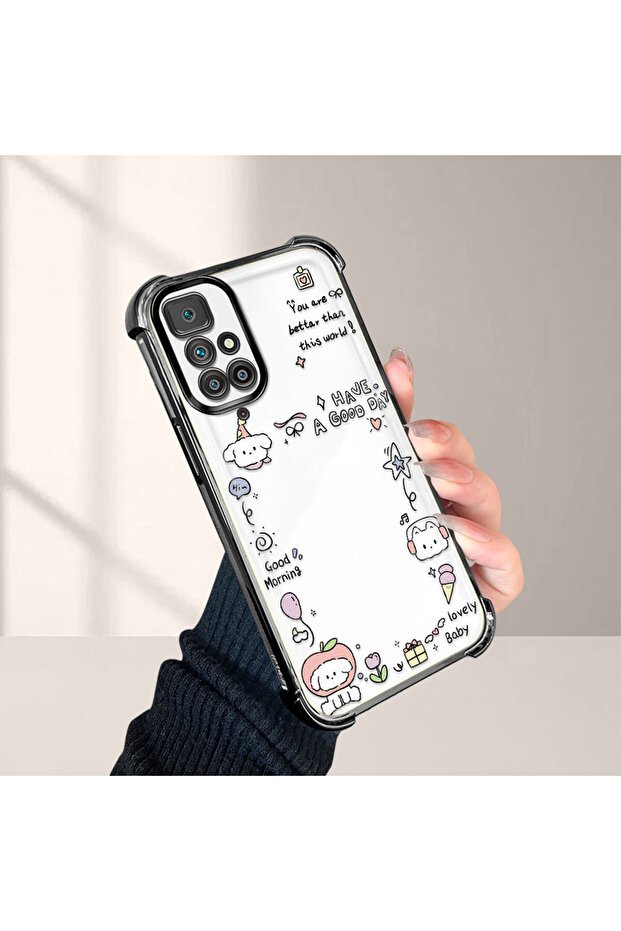 Redmi 10 Compatible Transparent Silicone Flutter Protective Case Creative Pattern - 4