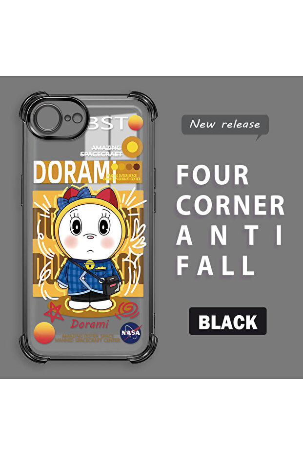 غطاء حماية شفاف متوافق مع آيفون 16e من السيليكون بتصميم دورايمون - 1