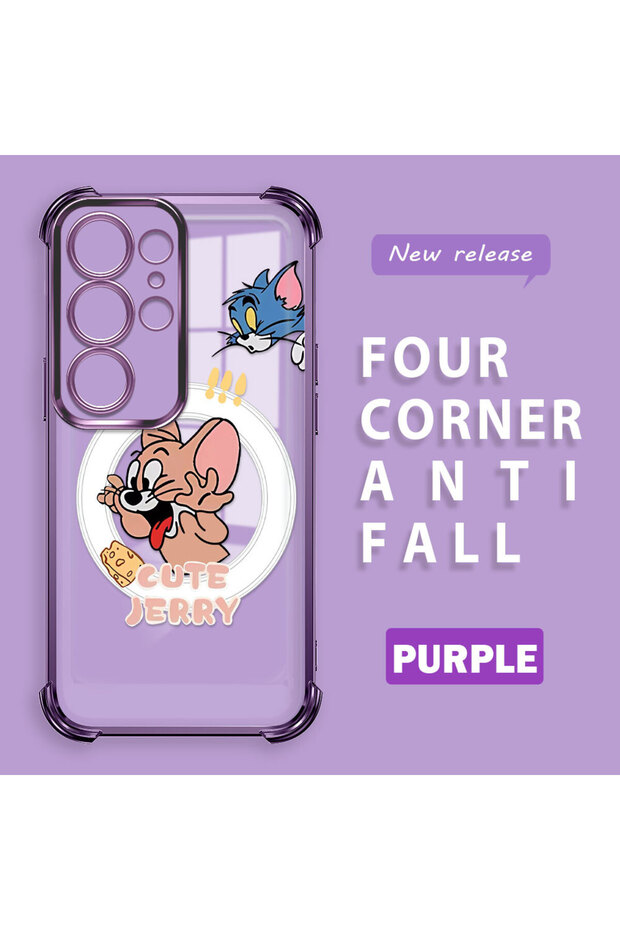 Samsung Galaxy S25 Ultra Compatible Transparent Silicone Flutter Protective Case Tom and Jerry
