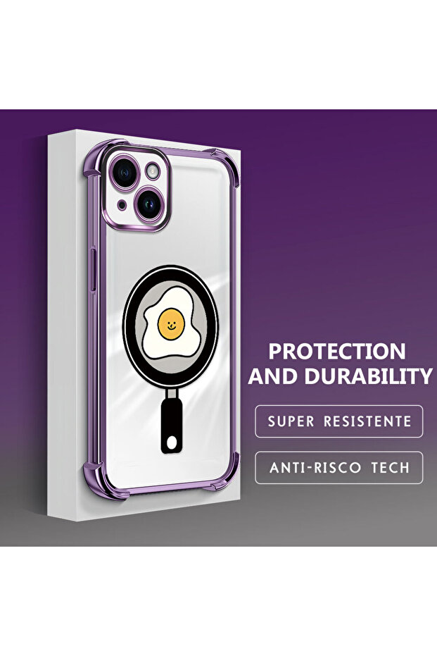 iPhone 14 Compatible Transparent Silicone Flutter Protective Case with Pan Pattern - 3