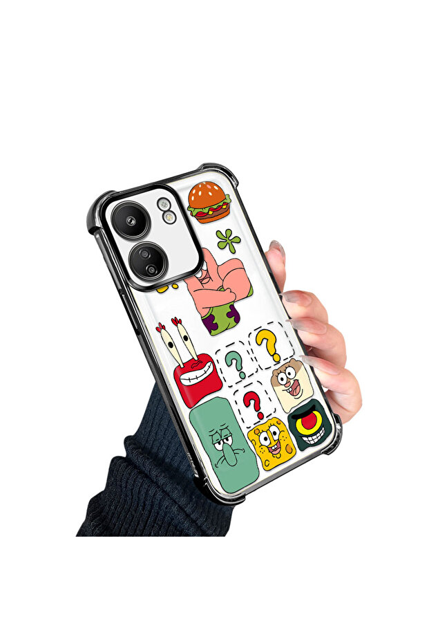 حافظة حماية شفافة متوافقة مع هاتف ريدمي 13C من السيليكون بتصميم سبونج بوب - 2