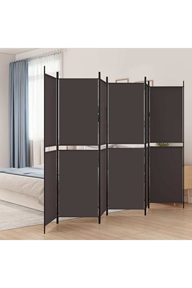 6-Panel Room Divider Brown 300x200 cm Fabric