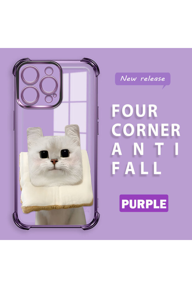 iPhone 15 Pro Max Compatible Transparent Silicone Flutter Protective Case with Cat Pattern - 1