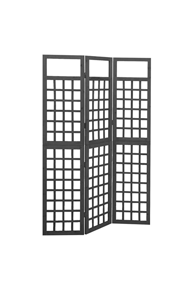 3-Panel Room Divider/Trellis Solid Fir Wood Black 121x180 cm