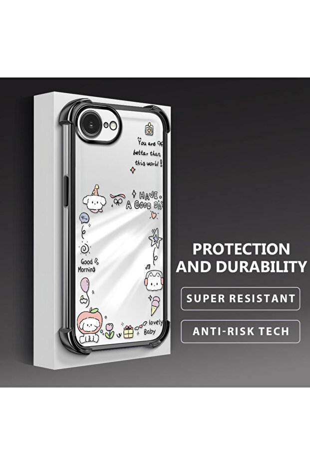 iPhone 16E Compatible Transparent Silicone Flutter Protective Case Creative Pattern - 3