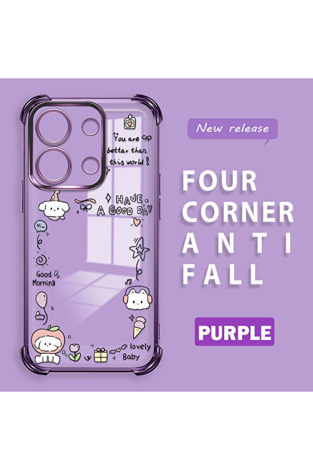 Redmi Note 13 Compatible Transparent Silicone Flutter Protective Case Creative Pattern - 1