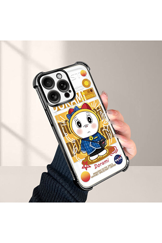 iPhone 15 Pro Compatible Transparent Silicone Flutter Protective Case Doraemon - 5