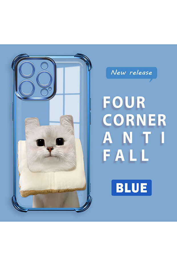 iPhone 14 Pro Max Compatible Transparent Silicone Flutter Protective Case with Cat Pattern - 1