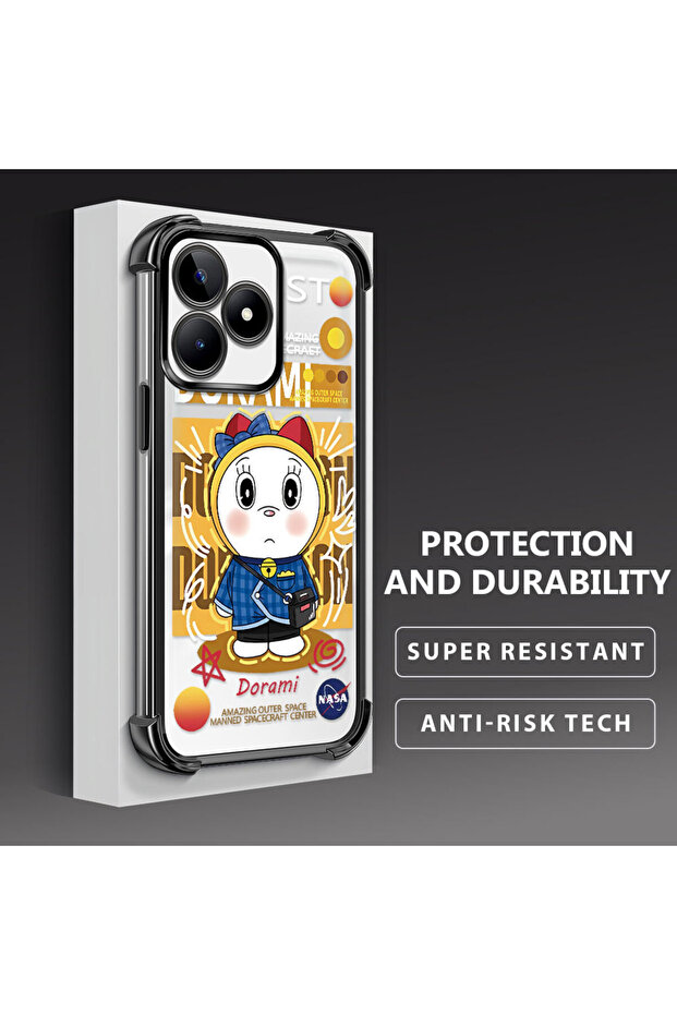 Realme Note 50 Compatible Transparent Silicone Flutter Protective Case Doraemon - 3