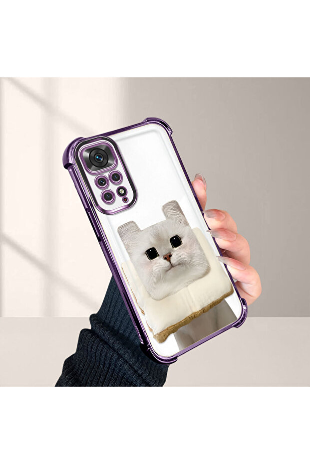 Redmi Note 11 Compatible Transparent Silicone Flutter Protective Case with Cat Pattern - 5
