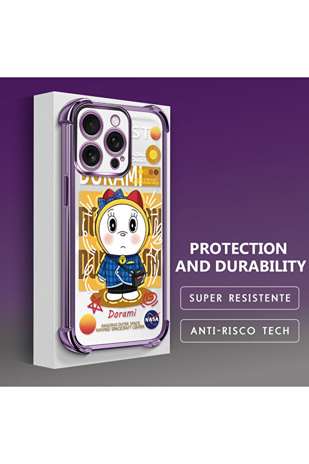 iPhone 16 Pro Compatible Transparent Silicone Flutter Protective Case Doraemon - 3