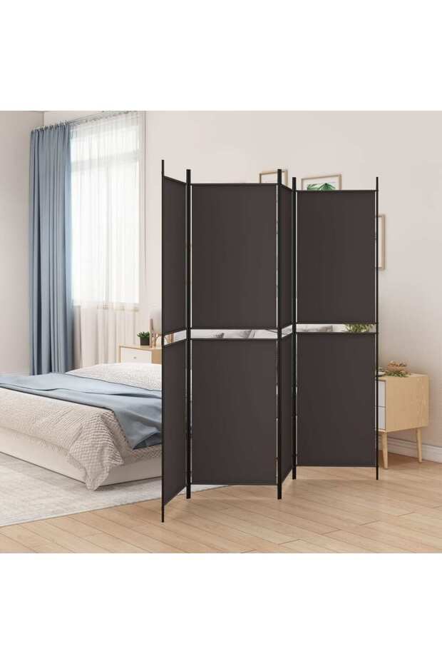 4-Panel Room Divider Brown 200x200 cm Fabric